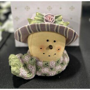 Hand-Painted Plum Pudding Snowmen Candle Holder By Heather Hykes Artisan Flair